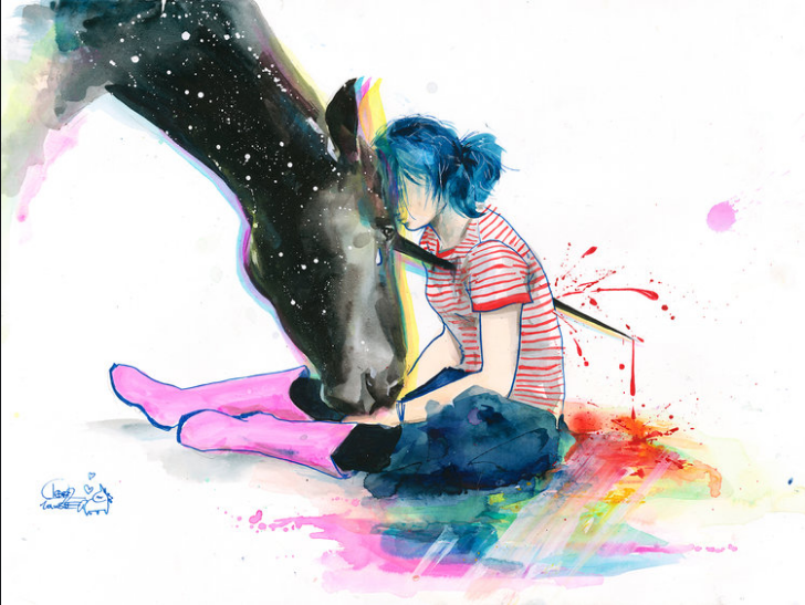 728x547 Reload Your Heart, Lora Zombie, Watercolor And Pen, 12x8 Art