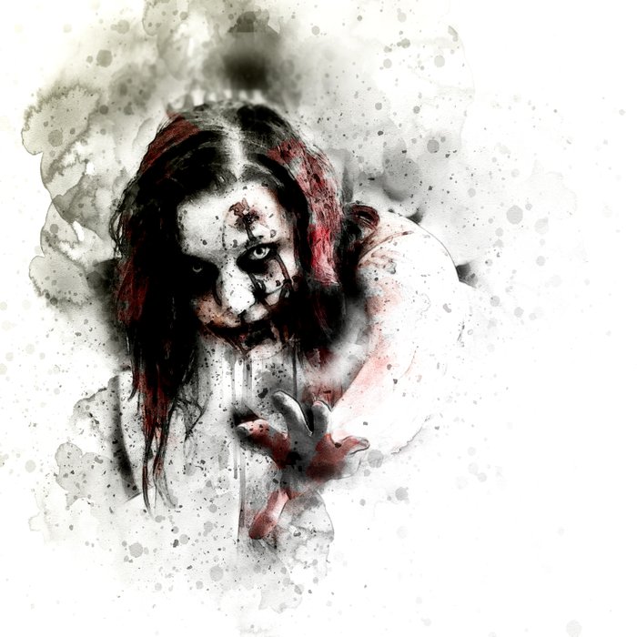 700x700 Watercolor Zombie, Horror Zombie, Cool Women Zombie Painting