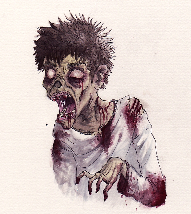 615x688 Watercolor Zombie By Bliktud