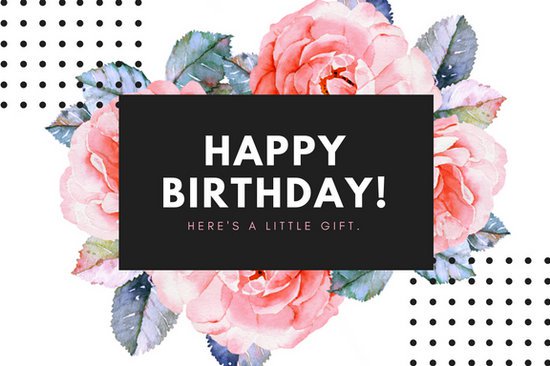 550x366 White And Black With Floral Watercolor Birthday Gift Certificate