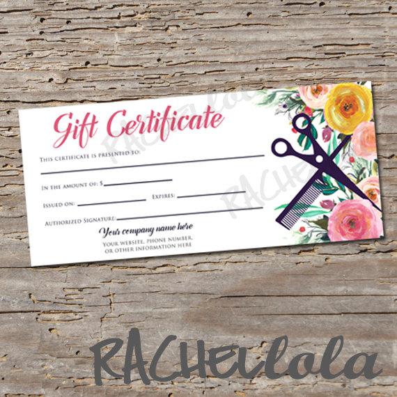 570x570 Custom, Hair Salon Watercolor Floral, Printable Gift Certificate