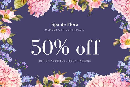 550x366 Dark Purple With Watercolor Flowers Massage Gift Certificate