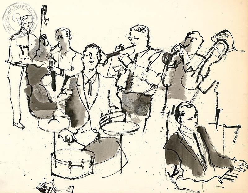 800x622 Jazz Band, Art By John Altoon California Watercolor