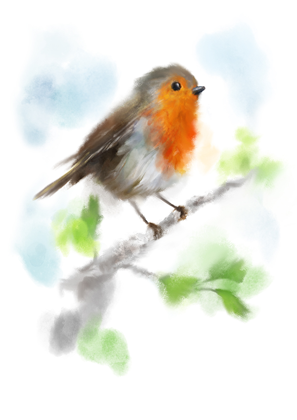 600x849 Watercolour Robin Art Print Martha Bowyer