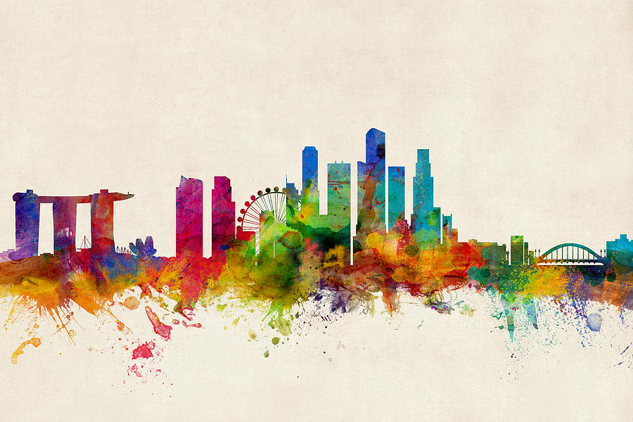 900x600 Singapore Skyline Digital Art By Michael Tompsett