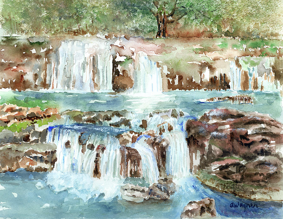 900x699 Many Waterfalls Painting By Arline Wagner