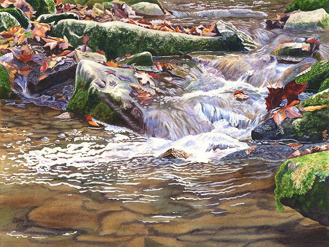 642x482 Waterfall Watercolor Painting Print By Cathy Hillegas 12x16 Etsy