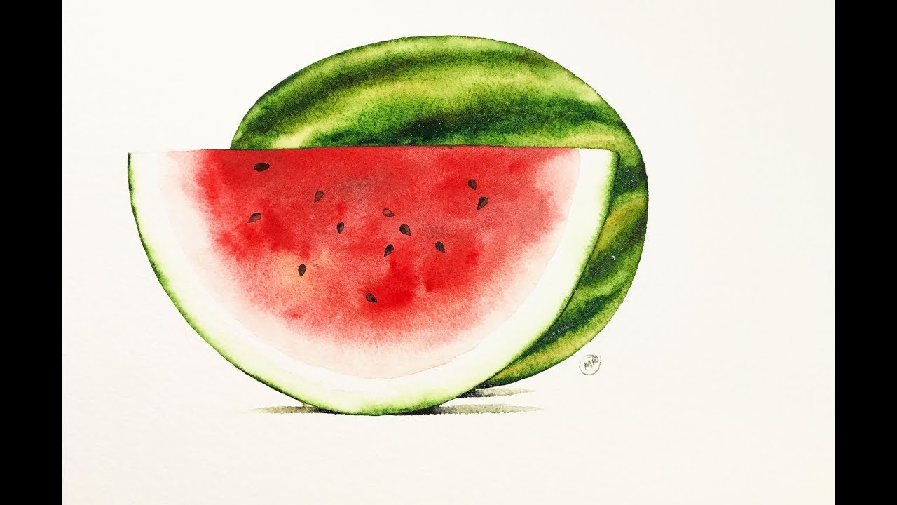 1280x720 Realistic Watermelon In Watercolors Painting Tutorial