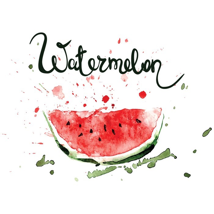 700x700 Slice Of Watermelonwatercolor Illustration With Splashes And