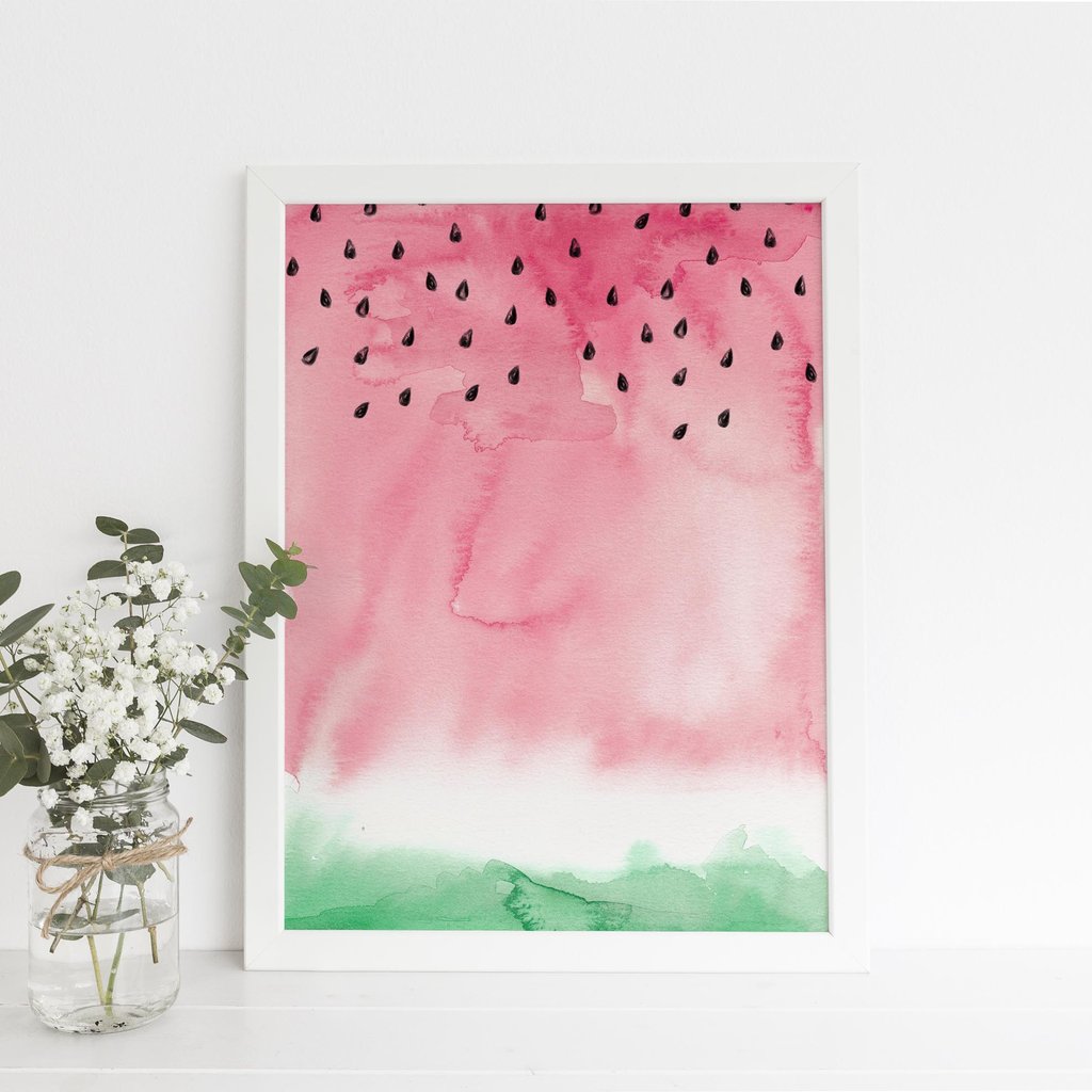 1024x1024 Abstract Watermelon Watercolor Art Print Jetty Home