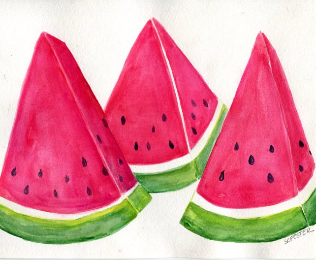 642x528 Watermelon Watercolor Painting Original Melon 8 X 10 Wedges Of Etsy