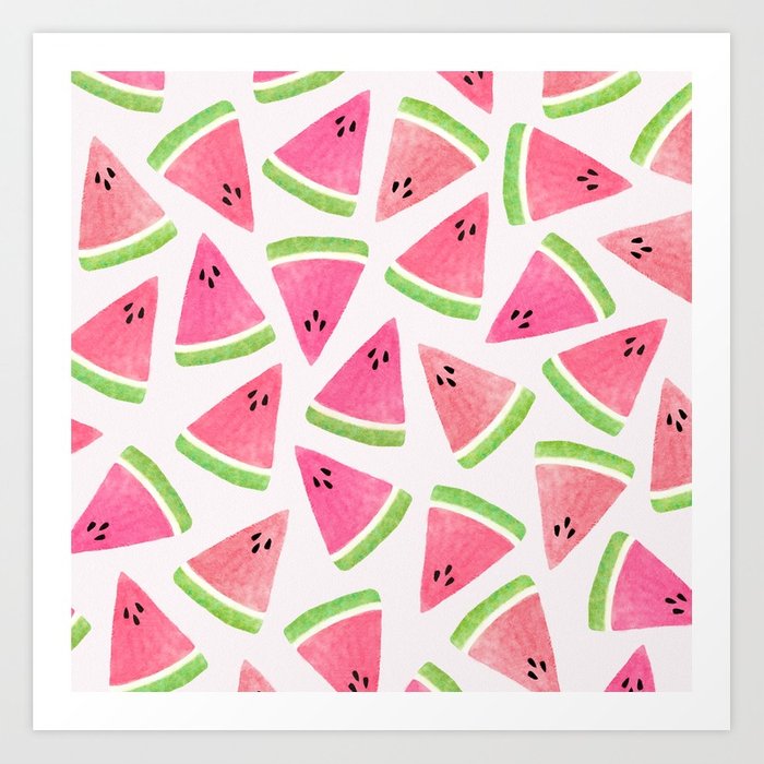 700x700 Watermelon Watercolor Pattern Art Print By Lenamirisola Society6
