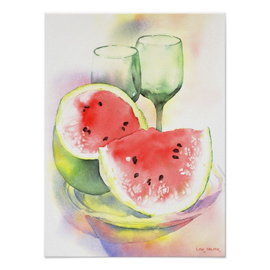 540x540 Watermelon Watercolor Poster