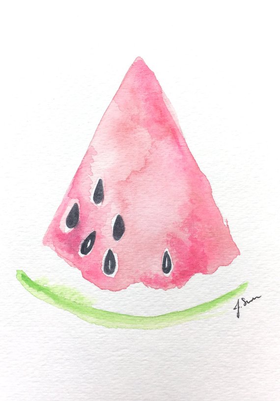 570x817 Original Watermelon Watercolor Painting Watermelon Art Etsy