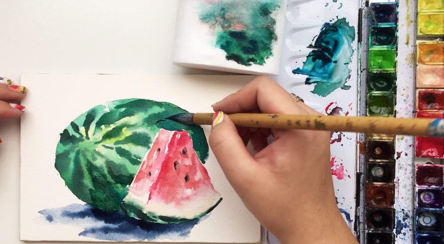 1414x778 Real Time Watercolor Watermelon Painting Tutorial By Untamed