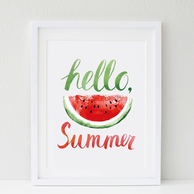 640x640 Watercolor Fruit Watermelon Canvas Art Print Pictures , Hello