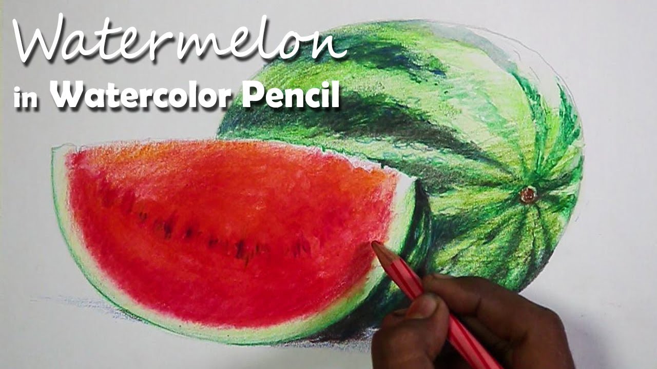 1280x720 Watercolor Pencil Painting Watermelon Step By Step