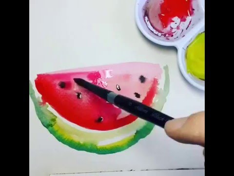 480x360 Watercolor Watermelon Tutorial