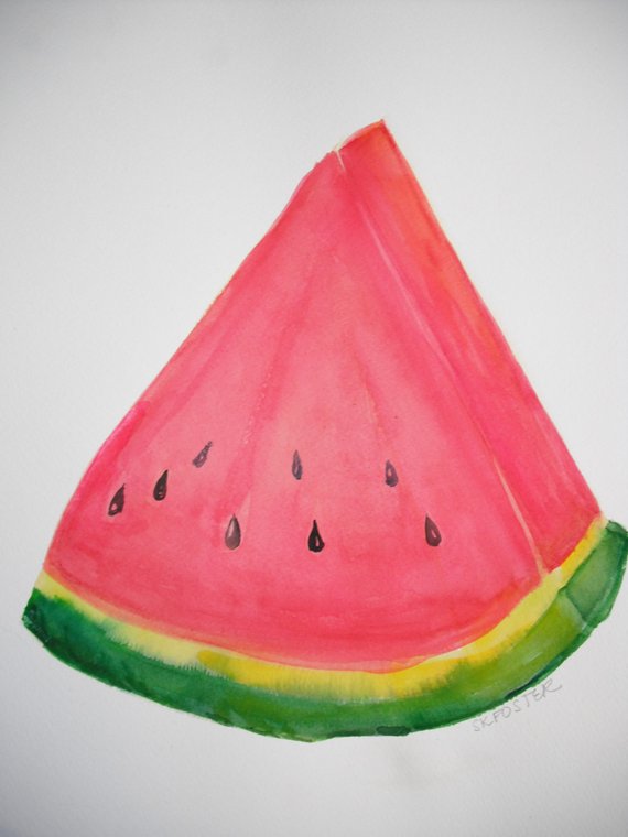570x760 Watermelon Watercolor Painting Original Fruit Wall Art 11 X Etsy