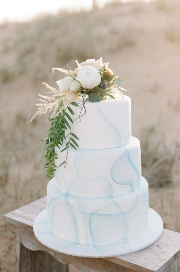 600x903 Pretty Rustic Amp Blue Watercolor Wedding Cake Deer Pearl Flowers