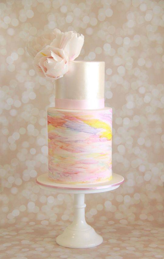 540x854 Pastel Watercolor Wedding Cake Via Savvy Fare Cakes Sweet Violet