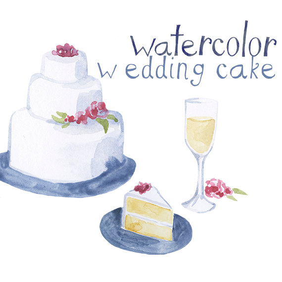 570x570 Custom Watercolor Wedding Cake Clipart Panda