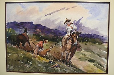 400x266 Original Western Watercolor Lorenzo Castaneda West Texas 1989