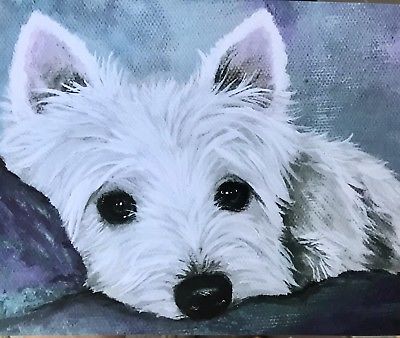400x338 West Highland Terrier Westie Watercolor 8 X 10 Art Print Signed By