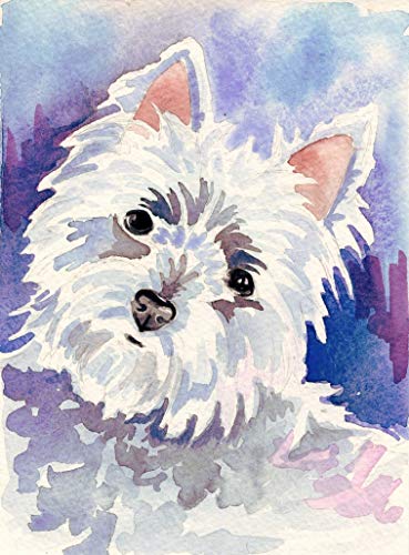 369x500 Westie Dog Watercolor Painting Size 5 X 7 Handmade