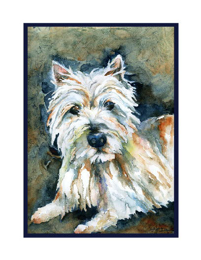 408x528 Westie Watercolor Note Cards