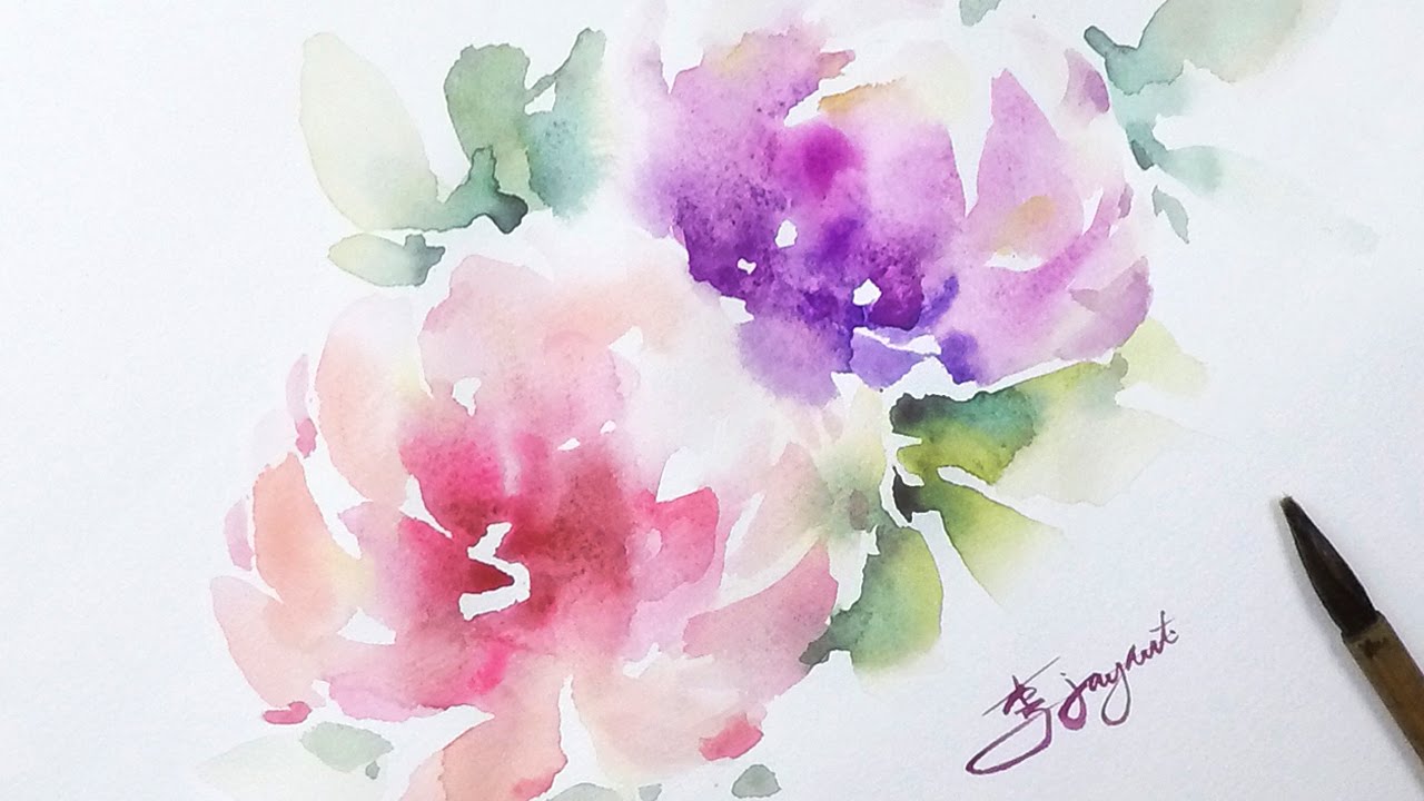 1280x720 Lvl3] Watercolor Flower Painting Wet On Wet Technique