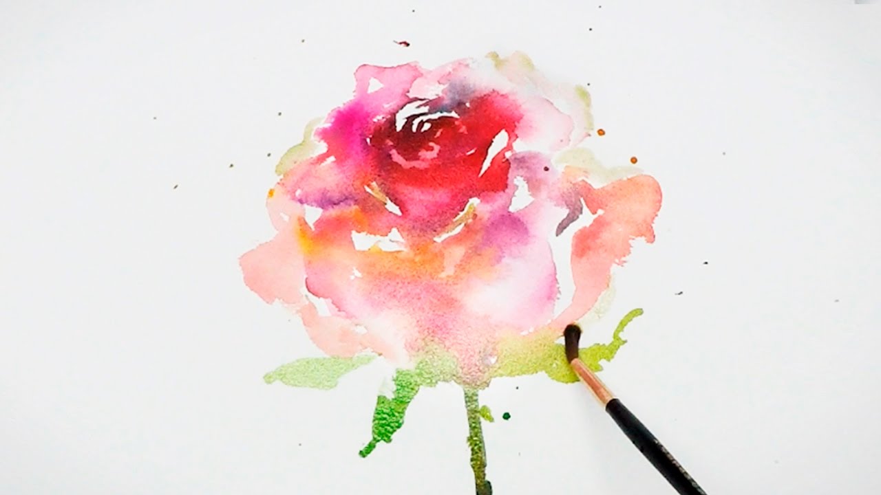 1280x720 Lvl4] Watercolor Rose Painting Wet On Wet