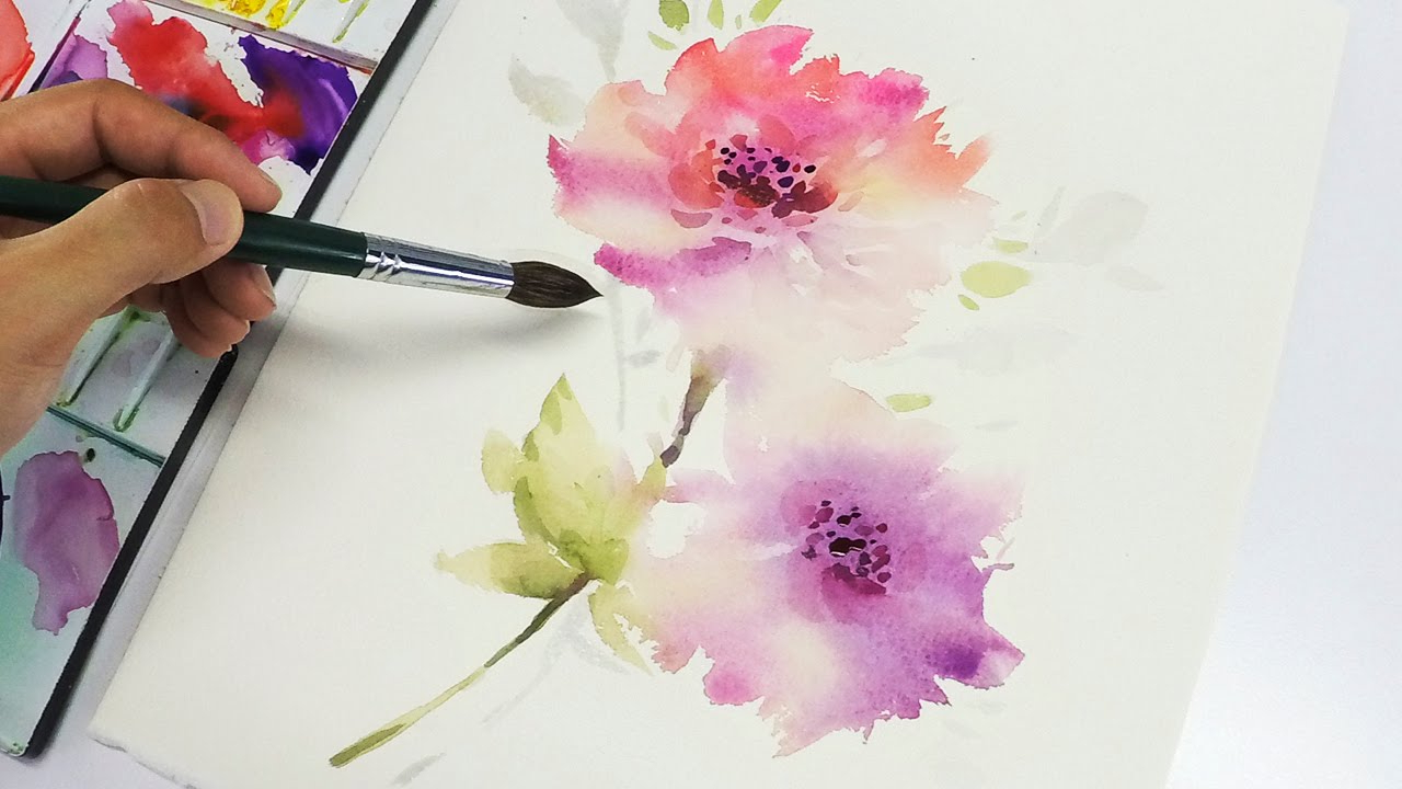 1280x720 Water Colour Paintings Of Flowers Lvl3] Watercolor Flower Painting