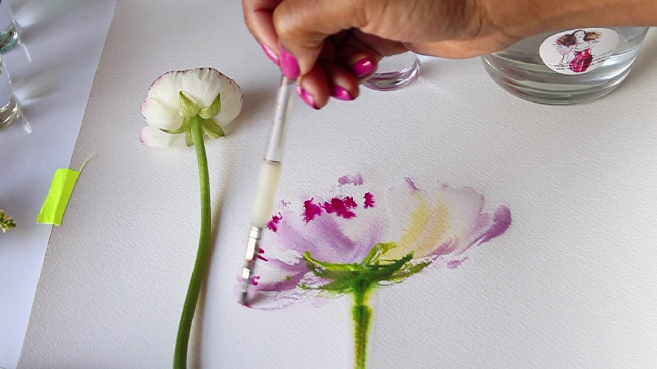 1280x720 Watercolor Flower Tutorial Mixing Colors Wet To Wet Technique
