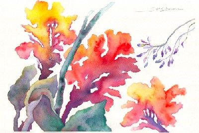 400x268 Tropical Watercolor Flowers