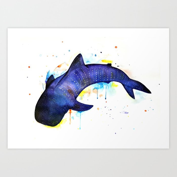 700x700 Whale Shark, Watercolour Art Print By Lubaost Society6