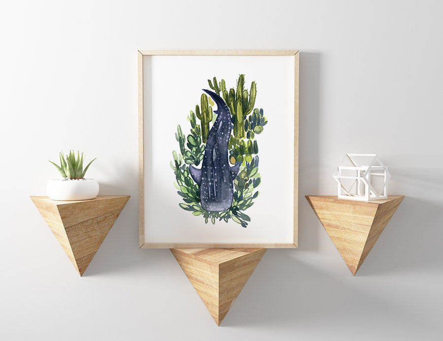 900x692 Watercolor Whale Shark Watercolor Painting Watercolor Print