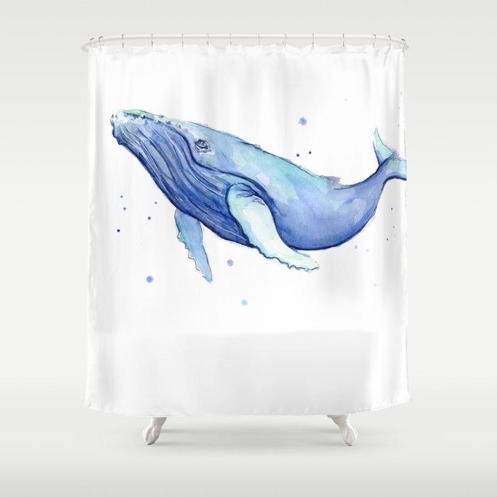 700x700 Humpback Whale Watercolor Shower Curtain By Olechka Society6