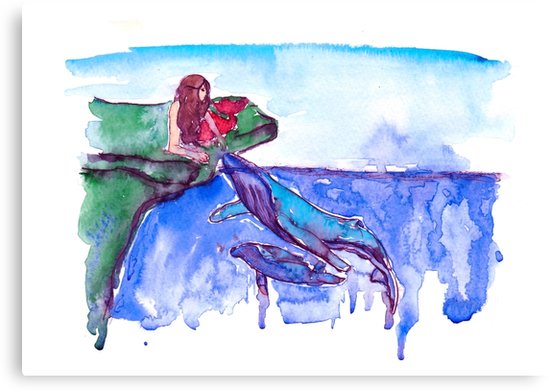 550x391 Mermaid And Humpback Whale, Humpback, Whale, Watercolor Humpback
