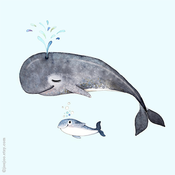 570x570 Nursery Art, Whale Painting, Watercolor Painting, Whale Print
