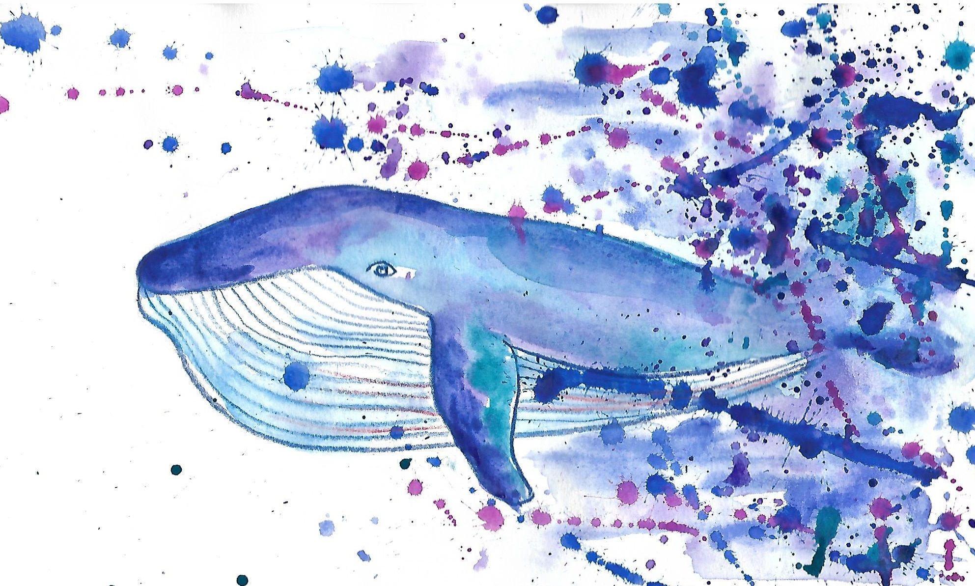 1985x1193 Whale Of The Universe. 100% My Watercolor Painting. Step By Step