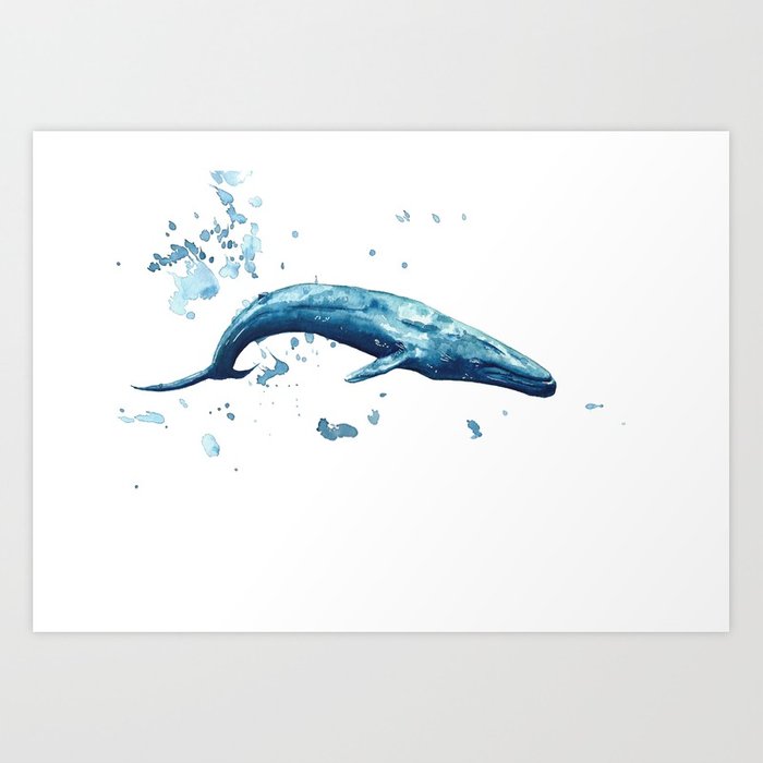 700x700 Blue Whale Watercolor Painting Art Print By Nudovenko Society6