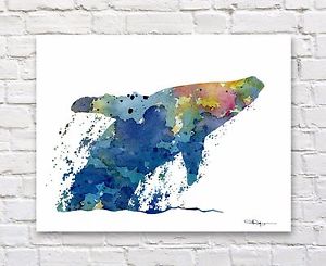300x245 Humpback Whale Art Print Abstract Watercolor Painting Animal Wall