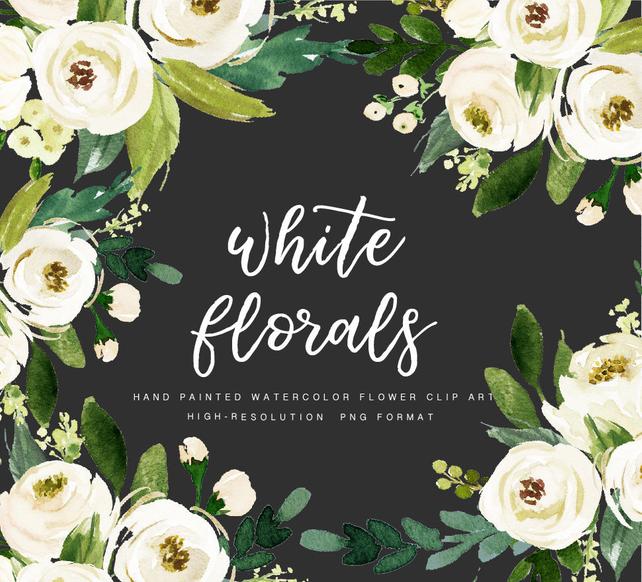 642x582 Watercolor Floral Clip Art White Flowerindividual Png Etsy