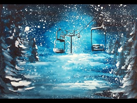 480x360 Watercolor And White Gouache Ski Lifts 2 Painting Demo