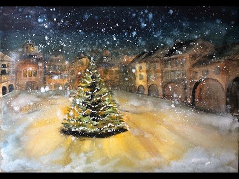 480x360 Watercolor And White Gouache Snow Flakes Painting Demonstration