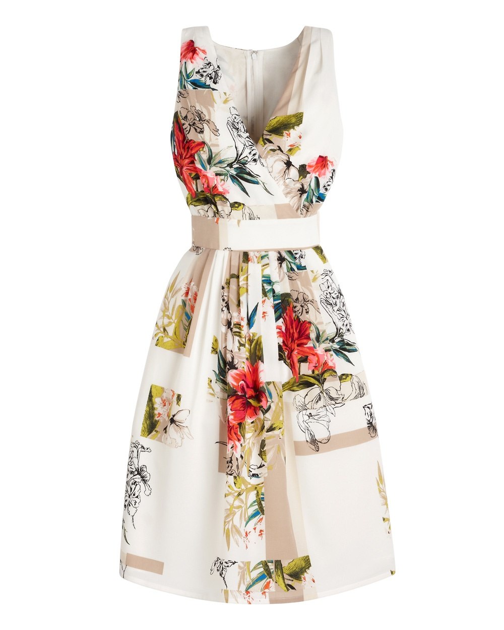 1000x1250 Sleeveless Watercolor Floral Dress