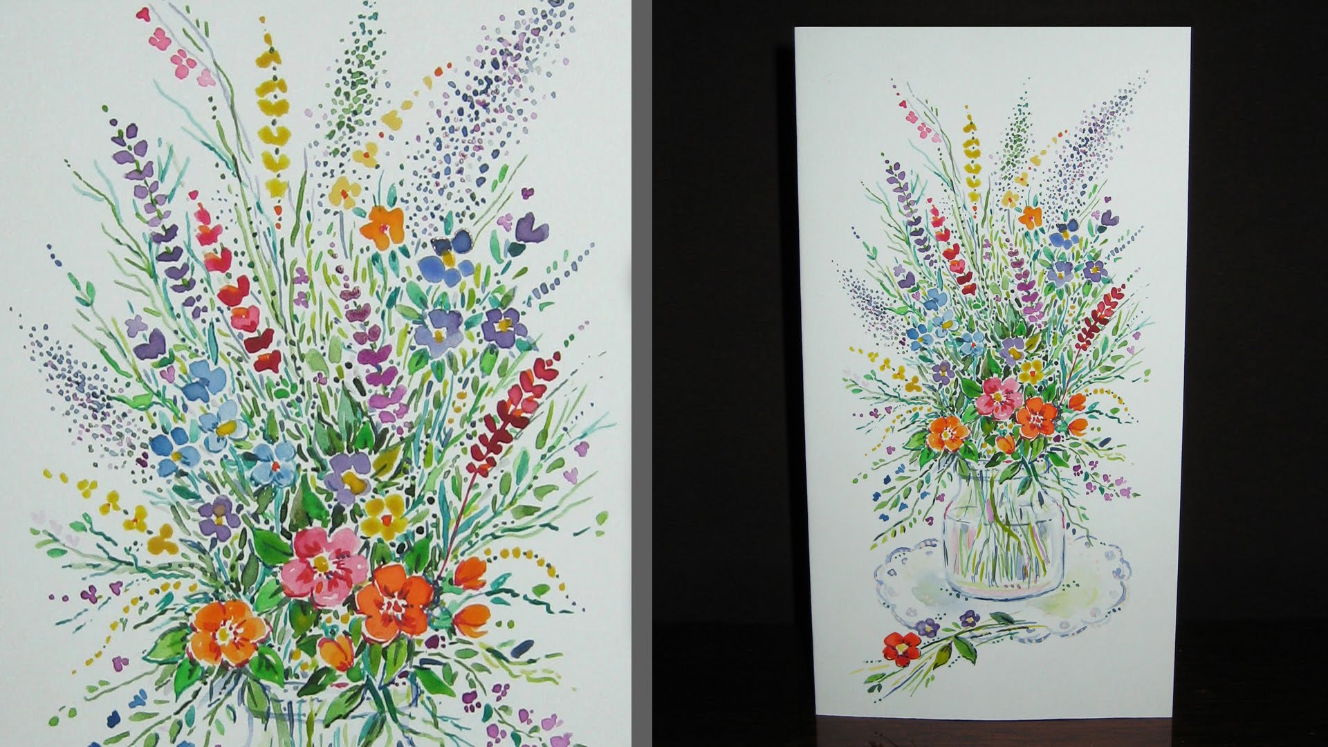 1920x1080 Speed Painting Wildflower Bouquet Greeting Card Watercolor