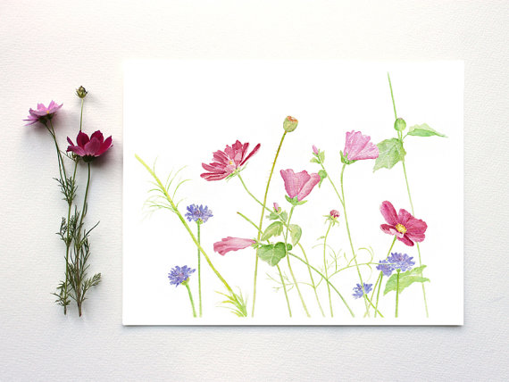570x428 Wildflowers Watercolor Print Class Ideas