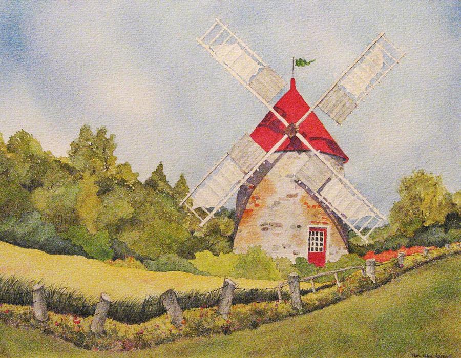900x699 Windmill On Ile Aux Coudres Quebec Painting By Mary Ellen Mueller